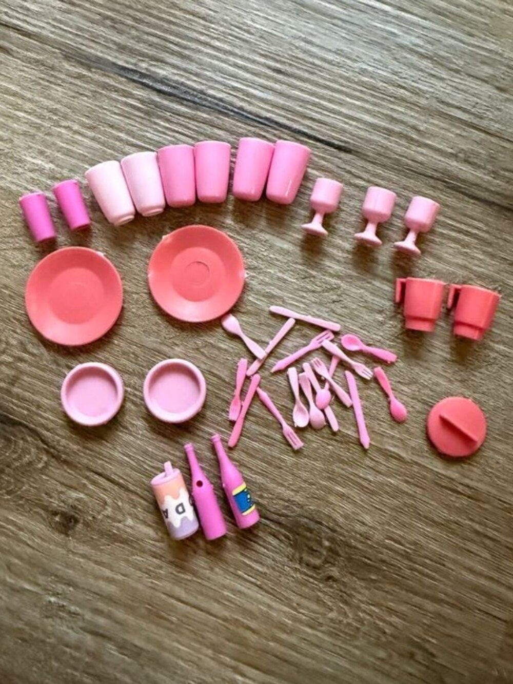 Mixed Lot Of 39 Pieces Barbie Dollhouse Kitchen Items Pink